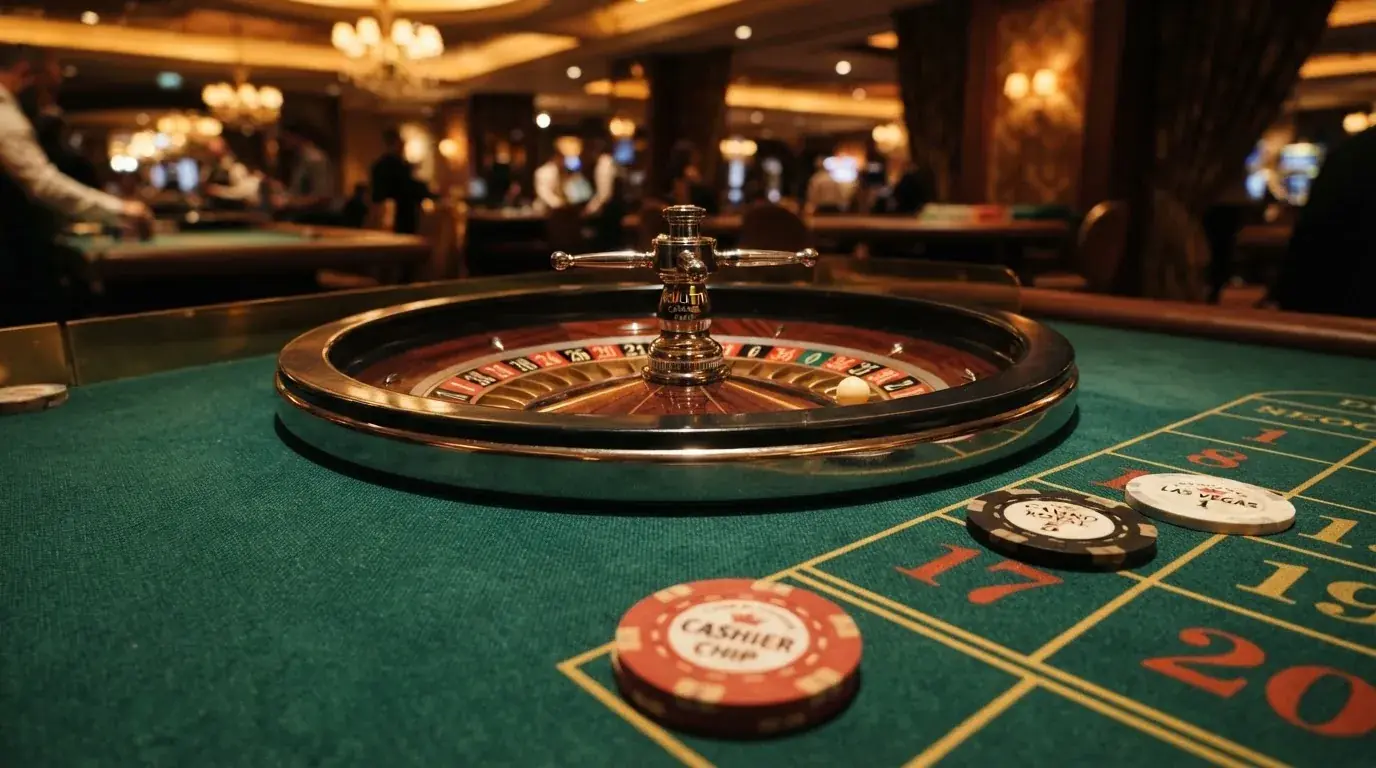 Roulettehjul og spillemærker på grønt filt i varmt aftenlys — bedste danske casino bonusser